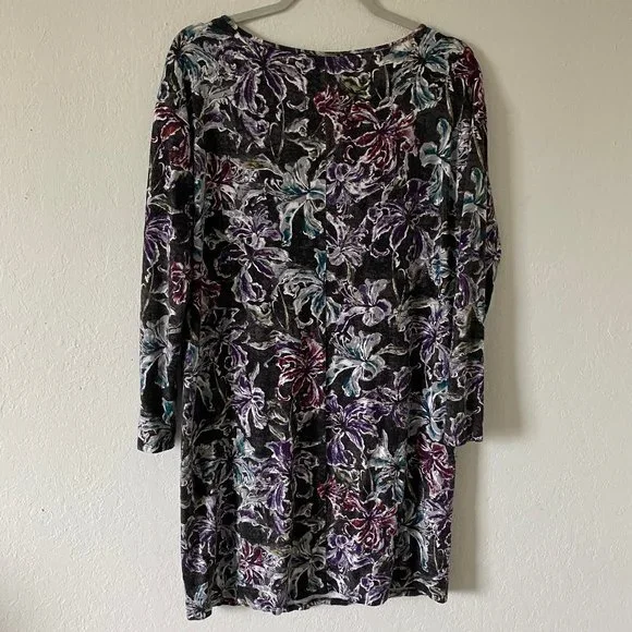 J Jill Womens Shirt Dress Floral Casual Petite Size PS Long Sleeves Boatneck - Picture 6 of 11